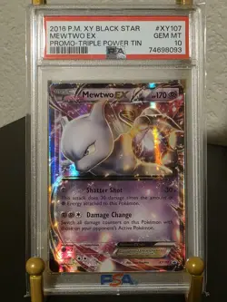 PSA 10 GEM MINT 2016 POKEMON XY BLACK STAR MEWTWO EX TRIP PWR #XY107 LOW POP - Image 1