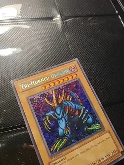 YUGIOH • TRI-HORNED DRAGON • SECRET RARE • LOB-000 • 1st EDITION • - Image 3