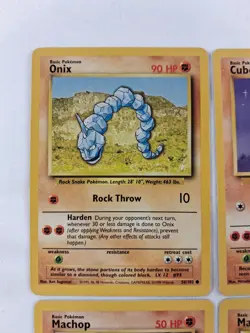 Vintage Pokemon Cards Lot (4) WoTC Onix Cubone Machop Mankey Fighting Cards LP - Image 2
