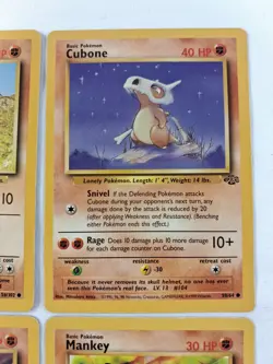 Vintage Pokemon Cards Lot (4) WoTC Onix Cubone Machop Mankey Fighting Cards LP - Image 3