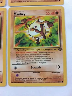 Vintage Pokemon Cards Lot (4) WoTC Onix Cubone Machop Mankey Fighting Cards LP - Image 5