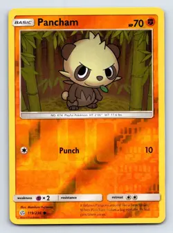 Pancham 119/236 Common Cosmic Eclipse Pokemon Reverse Holo Near Mint - Image 1