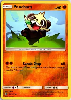 Pancham 72 Reverse Holo C Guardians Rising Pokemon NM/M - Image 1