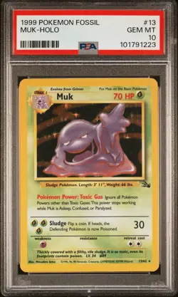1999 Pokemon Fossil Muk Holo #13 PSA 10 GEM MINT - Image 1