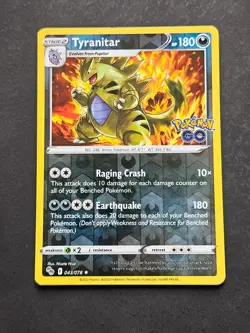 Tyranitar 043/078 Holo Rare Pokemon GO Pokemon Reverse Holo Near Mint - Image 1