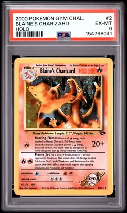 2000 POKEMON GYM CHALLENGE HOLO #2 BLAINE'S CHARIZARD PSA 6 - Image 1