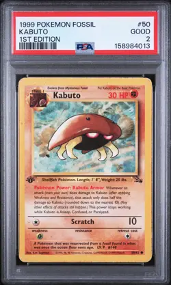 1999 POKEMON FOSSIL 1ST EDITION #50 KABUTO PSA 2 - Image 1