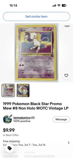 Pokemon Bundle LP Gyarados + Black Star Promo Mew WOTC Vintage Lot - Image 2