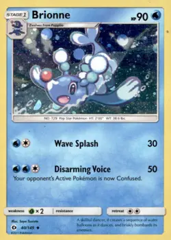 Pokemon Brionne 040/149 Sun and Moon Holo - Image 1
