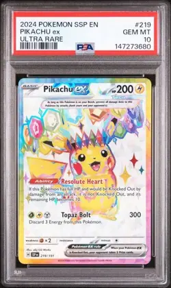 PSA 10 Pikachu EX 219/191 Pokemon Surging Sparks Ultra Rare Card - Image 1