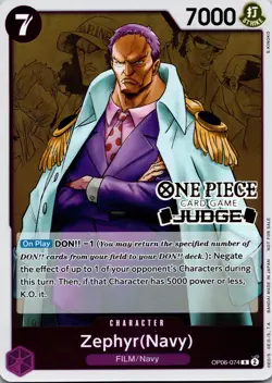 Zephyr (Navy) (Judge Pack Vol. 4) Foil R One Piece Promotion Cards OP06-074 NM - Image 1