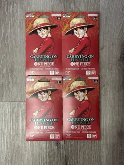 Lot Of 4 - One Piece OP-13 CARRYING ON HIS WILL Sleeved Booster Pack - Image 1