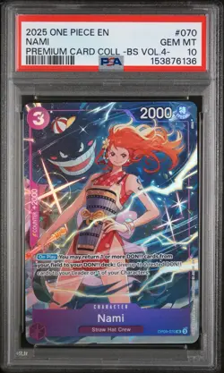 2025 ONE PIECE #070 PCC PREMIUM BEST SELECTION VOL 4 GENGAR NAMI PSA 10 GEM MINT - Image 1