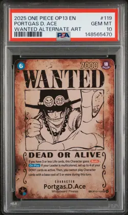 2025 ONE PIECE OP13-CARRYING ON HIS WILL #119 PORTGAS D. ACE PSA 10 - Image 1