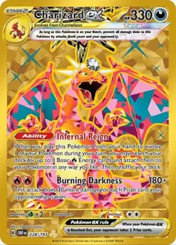 Pokemon TCG Charizard EX Hyper Rare Holo Card SV03 Obsidian Flames 228/197 - Image 1