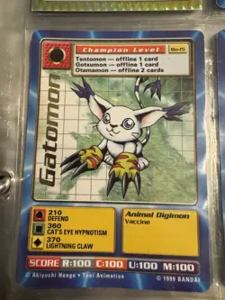 BO-15 Gatomon Gold Name Text Digimon Card Digi-Battle Series 1 1999 Bandai - Image 1