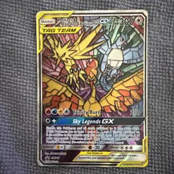 NM Moltres & Zapdos & Articuno GX SM210 Hidden Fates Alt Art Promo Pokemon Card - Image 2