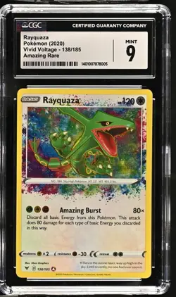2020 Pokemon SWSH Vivid Voltage Rayquaza Amazing Rare Holo #138/185CGC MINT 9 - Image 1