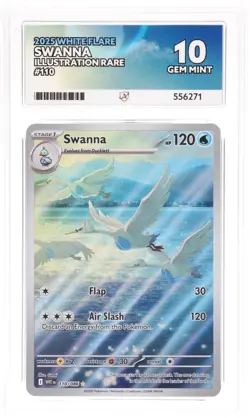 Swanna 110/086 - White Flare Illustration Rare Pokemon - ACE 10 Gem Mint low pop - Image 1