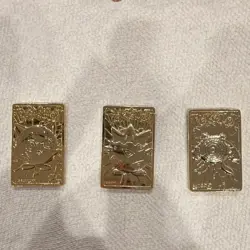 Burger King 1999 Pokemon TCG 23K Gold Plated Metal Cards Lot 3 - Image 1