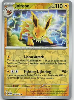 Jolteon 135/165 Rare 151 Pokemon Reverse Holo Near Mint - Image 1