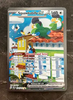 Pokemon Paldea Evolved - OFF CENTER - SQUAWKABILLY EX ILLUSTRATION RARE 264/193 - Image 1