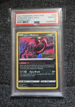 Pokemon Galarian Moltres SWSH125 Evolving Skies Prerelease Promo PSA 10 - Image 1