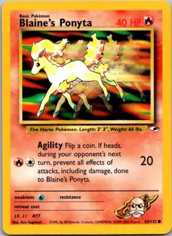 Blaine's Ponyta 63/132 Common Gym Heroes Pokemon Unlimited Near Mint - Image 1