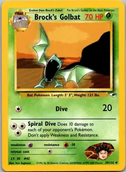 Brock's Golbat 39/132 Uncommon Gym Heroes Pokemon Unlimited Near Mint - Image 1