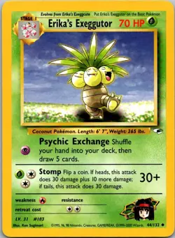 Erika's Exeggutor 44/132 Uncommon Gym Heroes Pokemon Unlimited Near Mint - Image 1