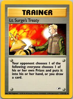 Lt. Surge's Treaty 112/132 Uncommon Gym Heroes Pokemon Unlimited Near Mint - Image 1