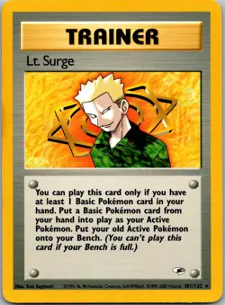 Lt. Surge 101/132 Rare Gym Heroes Pokemon Unlimited Near Mint - Image 1