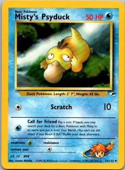 Misty's Psyduck 54/132 Uncommon Gym Heroes Pokemon Unlimited Near Mint - Image 1