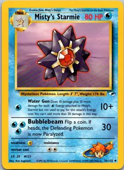 Misty's Starmie 56/132 Uncommon Gym Heroes Pokemon Unlimited Near Mint - Image 1