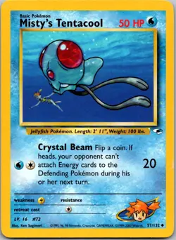 Misty's Tentacool 57/132 Uncommon Gym Heroes Pokemon Unlimited Near Mint - Image 1
