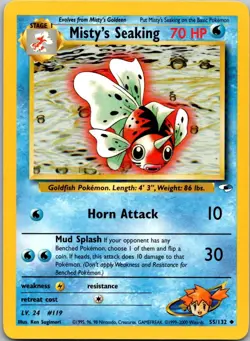 Misty's Seaking 55/132 Uncommon Gym Heroes Pokemon Unlimited Near Mint - Image 1