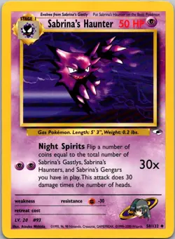 Sabrina's Haunter 58/132 Uncommon Gym Heroes Pokemon Unlimited Near Mint - Image 1
