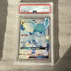 2019 POKEMON SUN & MOON HIDDEN FATES #SV55 FULL ART/GLACEON GX PSA 10 - Image 1