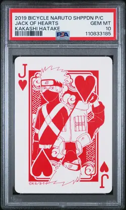 2019 BICYCLE NARUTO SHIPPUDEN PLAYING CARDS KAKASHI HATAKE JACK OF HEARTS PSA 10 - Image 1