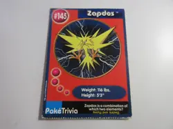 Zapdos PokeTrivia Burger King Pokemon Card LP - Image 1