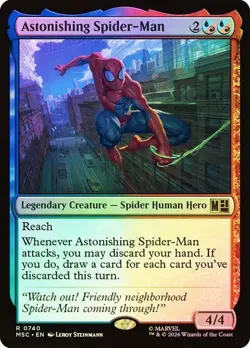 NM Foil Astonishing Spider-Man, MTG, Heroes Commander, Magic the Gathering, 740 - Image 1