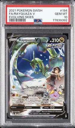 2021 POKEMON SWORD & SHIELD EVOLVING SKIES #194 FULL ART/RAYQUAZA V PSA 10 - Image 1