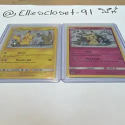 Nintendo Pokemon TCG Sun & Moon Pikachu SM162 Mimikyu SM163 Holo x2 2017 - Image 1