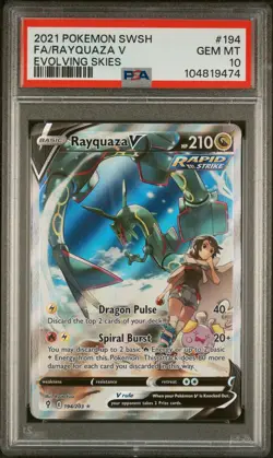 2021 POKEMON SWORD & SHIELD EVOLVING SKIES #194 FULL ART/RAYQUAZA V PSA 10 - Image 1