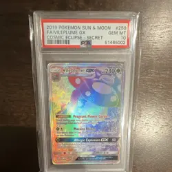 Pokemon Vileplume GX 250/236 Cosmic Eclipse Secret Rare Holo PSA 10 240 HP - Image 1