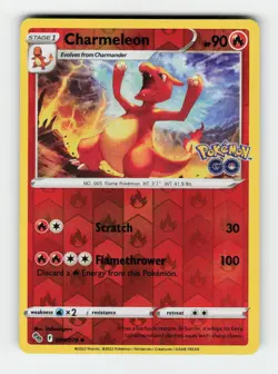 Charmeleon Pokemon GO 009/078 Pokemon Uncommon Reverse Holofoil LP - Image 1