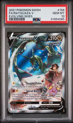 2021 POKEMON SWORD & SHIELD EVOLVING SKIES #194 FULL ART/RAYQUAZA V PSA 10 - Image 1