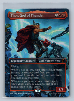 MTG Marvel Super Heroes #338 Thor, God of Thunder Borderless Foil - Image 1