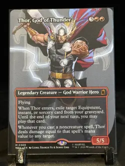 MTG Thor, God of Thunder (Borderless) (0369) Marvel Super Heroes Regular - Image 1