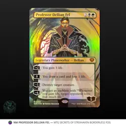 283 Professor Dellian Fel Borderless Foil Mythic NM MTG Secrets of Strixhaven - Image 1